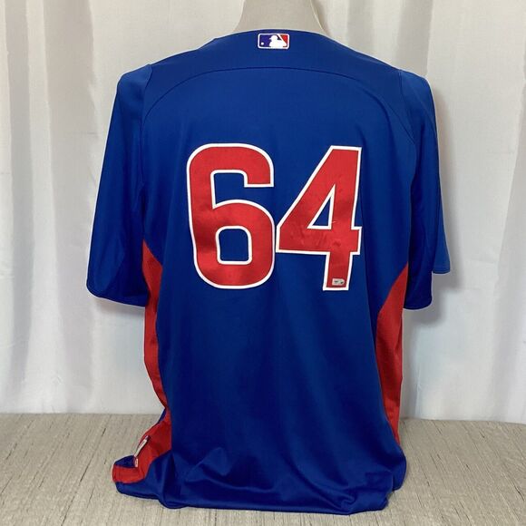 Majestic Authentic Chicago Cubs Jersey #64 Size 48 Cool Base MLB Blue Red - Picture 2 of 9